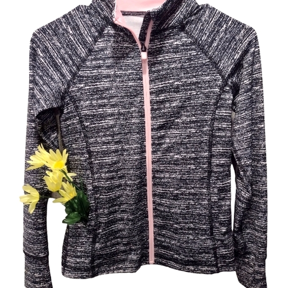 IDEOLOGY Zip Athletic Jacket. Color is Pink and Black/White. Size Medium. - Picture 1 of 8